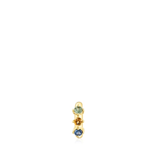 Earcuff con baño de oro 18 kt sobre plata y zafiros multicolor Glaring