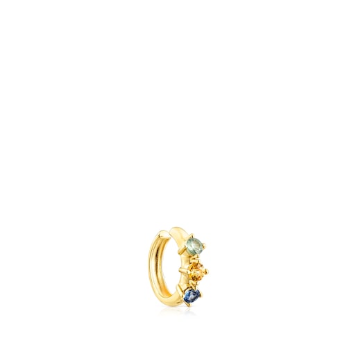Earcuff con baño de oro 18 kt sobre plata y zafiros multicolor Glaring