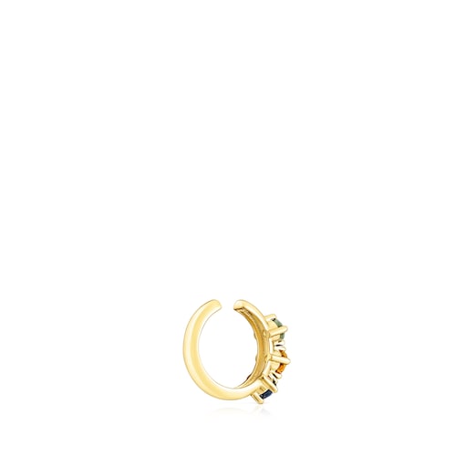 Earcuff con baño de oro 18 kt sobre plata y zafiros multicolor Glaring