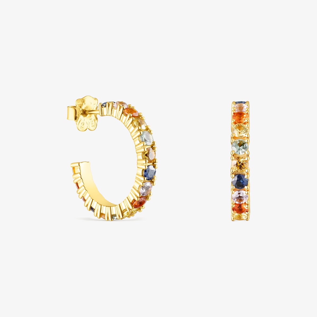 Tous - Pendientes Aro Con Baño De Oro 18 Kt Sobre Plata Y Zafiros Multicolor Glaring - Dorado