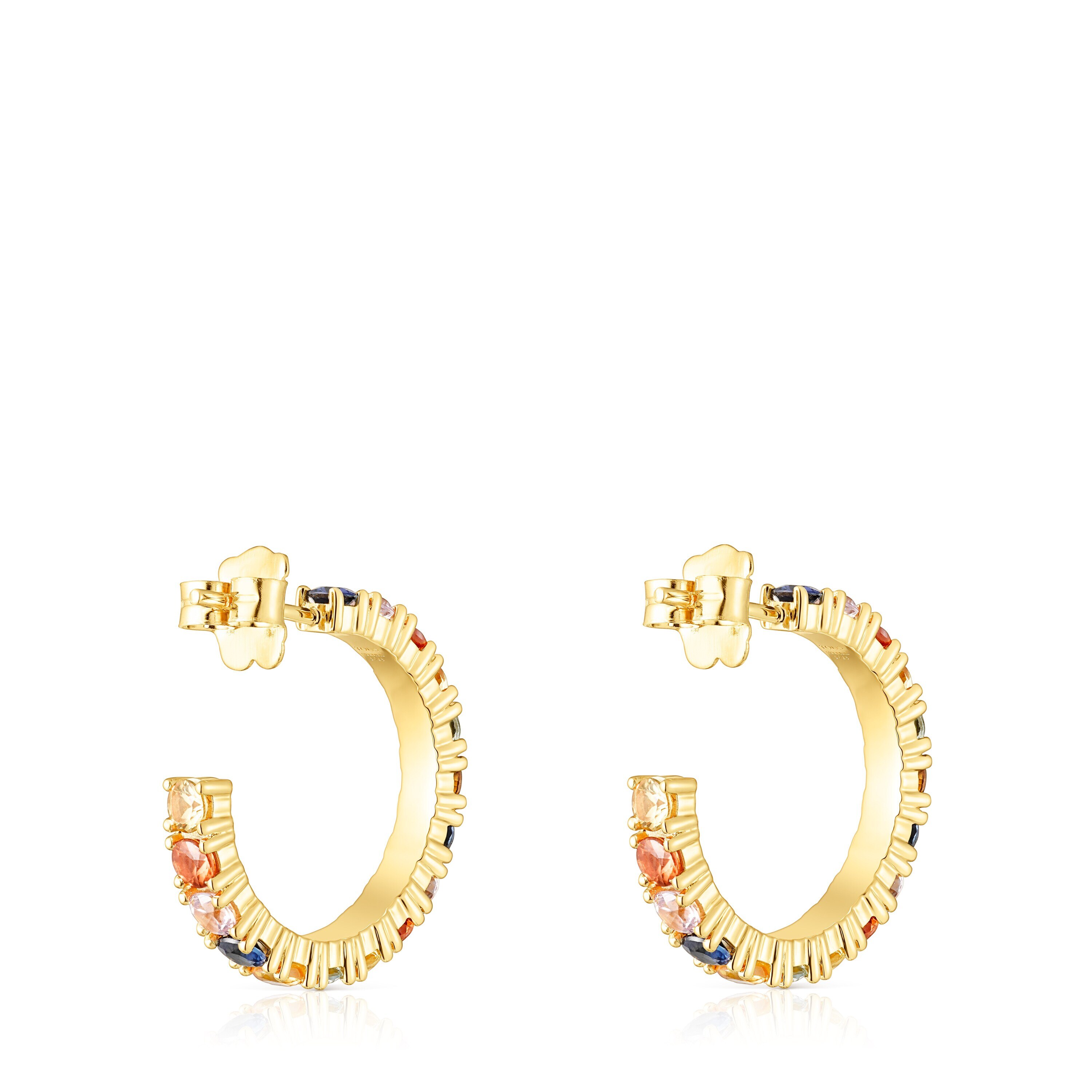 Silver Vermeil Glaring Hoop earrings with multicolored Sapphires