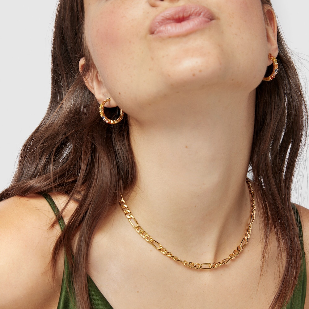 Silver Vermeil Glaring Hoop earrings with multicolored Sapphires