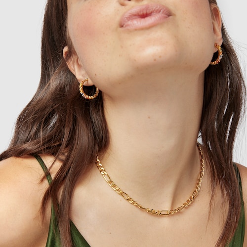 Pendientes aro con baño de oro 18 kt sobre plata y zafiros multicolor Glaring