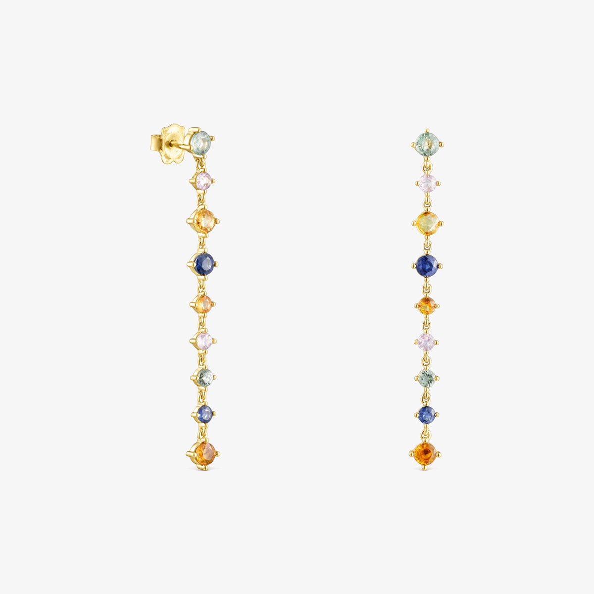Tous - Pendientes Largos Con Baño De Oro 18 Kt Sobre Plata Y Zafiros Multicolor Glaring - Dorado