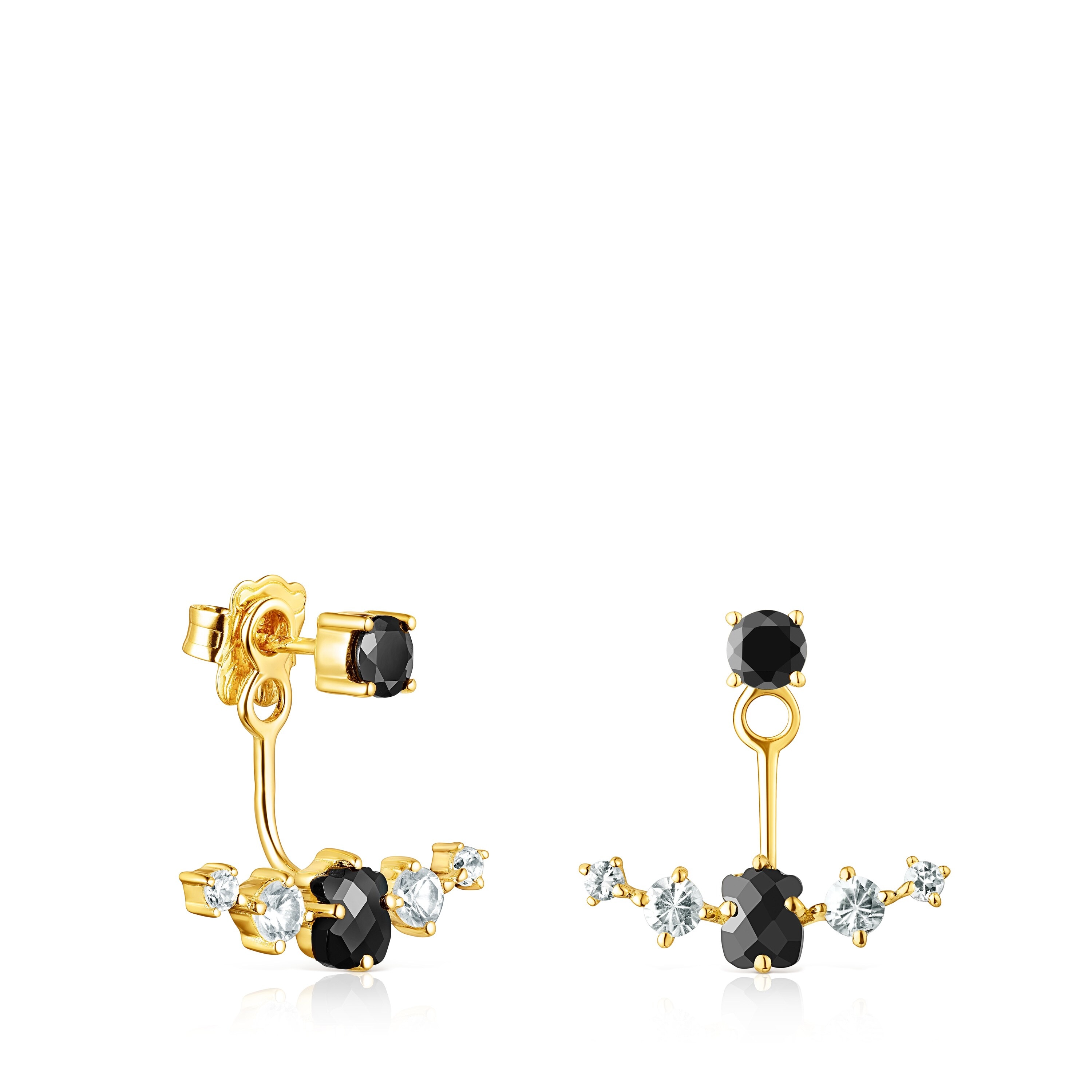 18K gold vermeil Glaring 1/2 Earring with Onyx and Zirconia