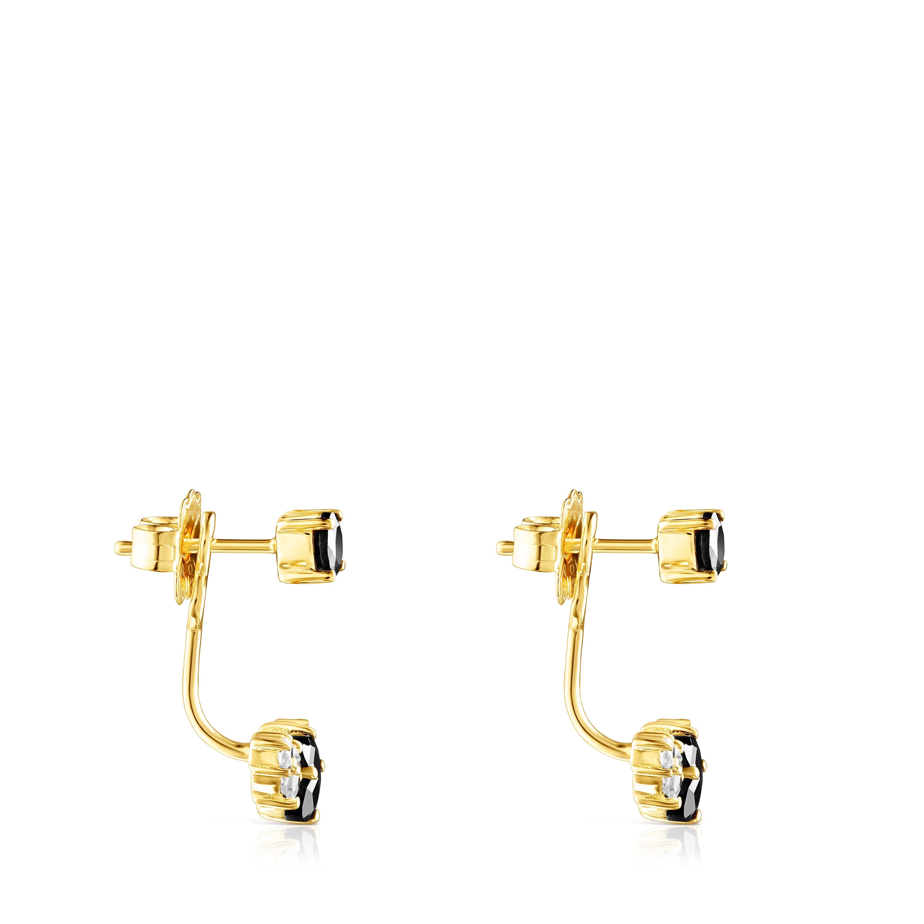 18K gold vermeil Glaring 1/2 Earring with Onyx and Zirconia