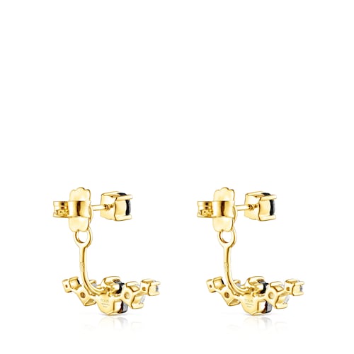 Silver Vermeil Glaring 1/2 Earring with Onyx and Zirconia