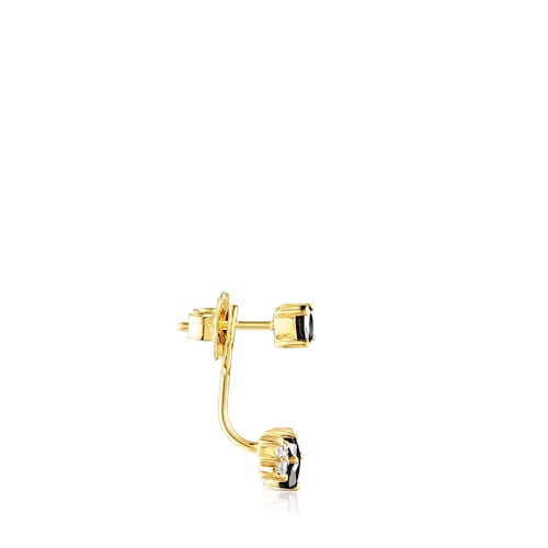 Silver Vermeil Glaring 1/2 Earring with Onyx and Zirconia