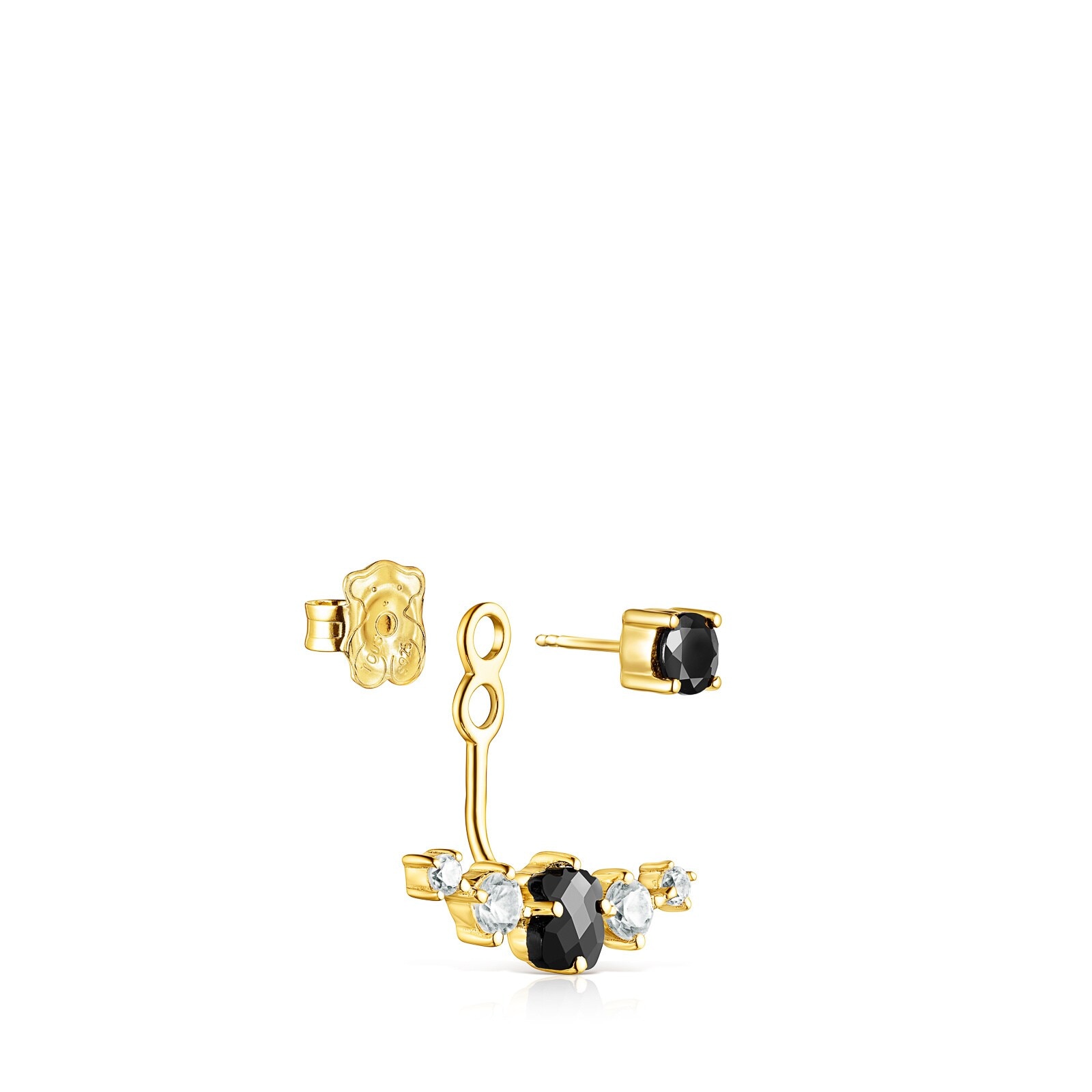 18K gold vermeil Glaring 1/2 Earring with Onyx and Zirconia
