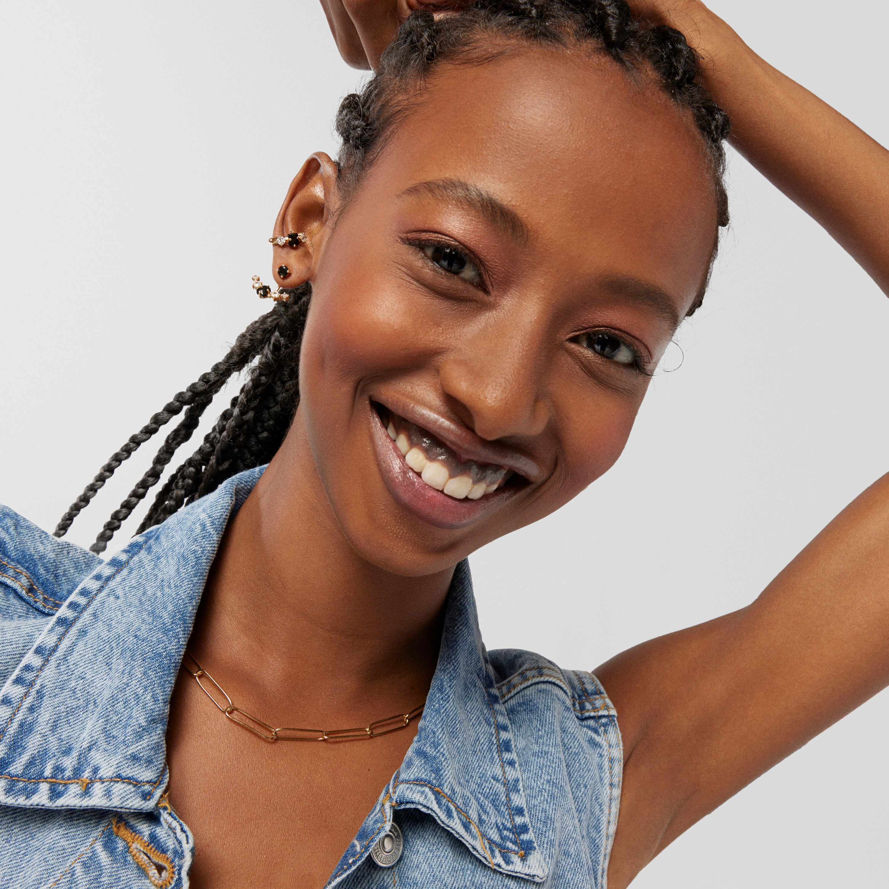 Silver Vermeil Glaring 1/2 Earring with Onyx and Zirconia