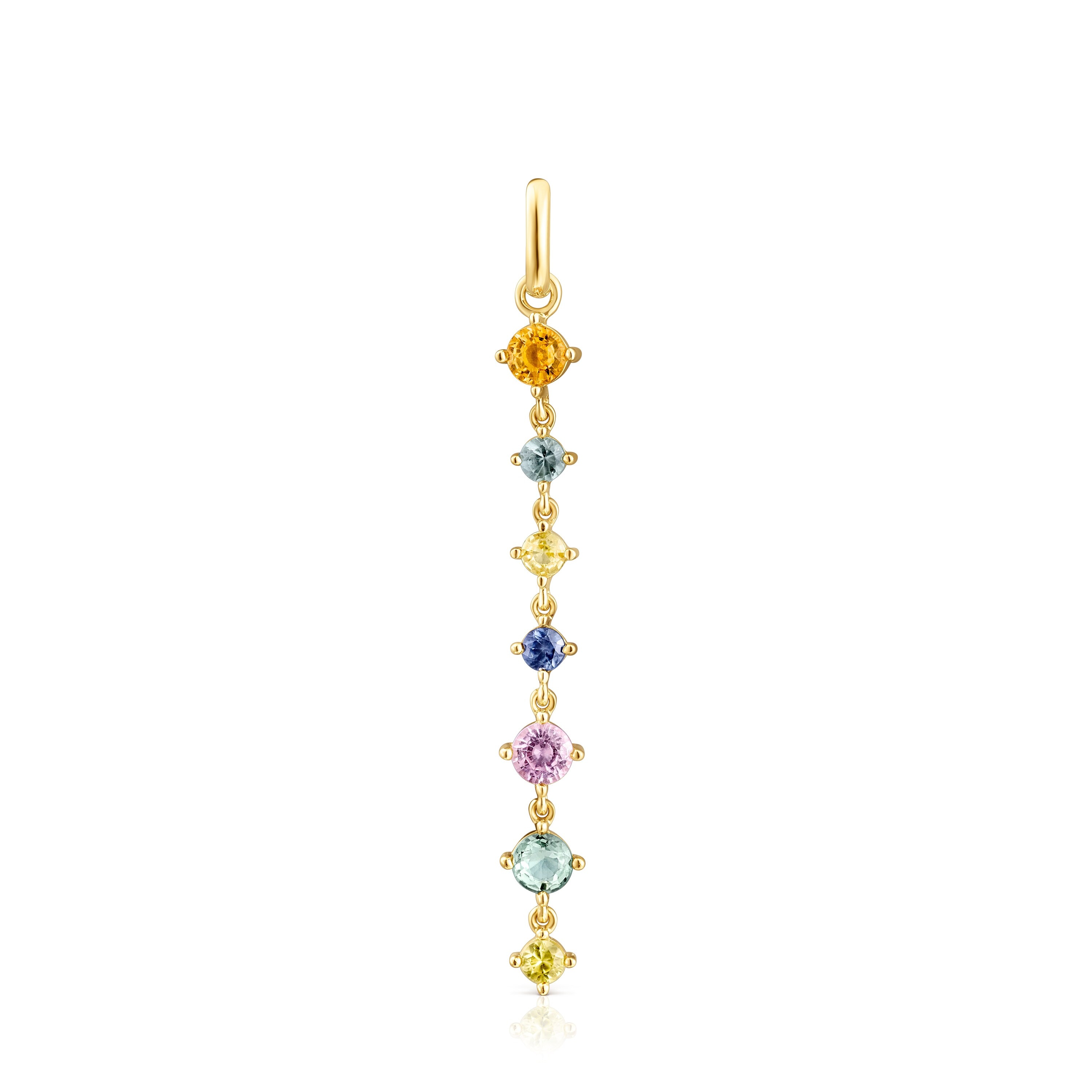 Long 18K gold vermeil Glaring Pendant with multicolored Sapphires