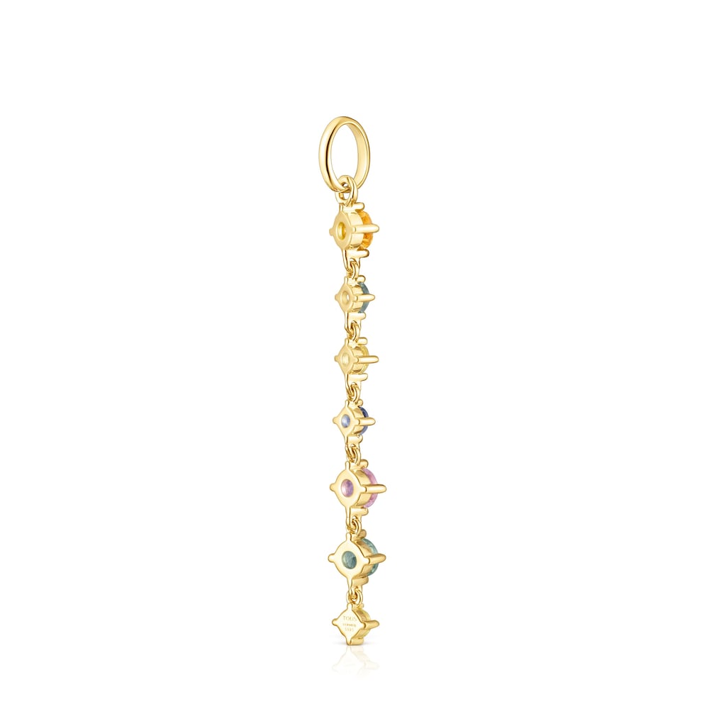 Long 18K gold vermeil Glaring Pendant with multicolored Sapphires