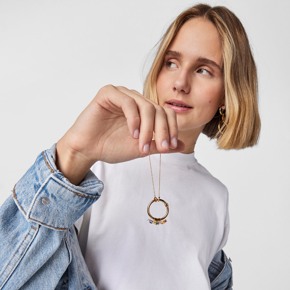 Tous Glaring &ndash; Př&iacute;věsek ze žlut&eacute;ho stř&iacute;bra Vermeil se saf&iacute;ry