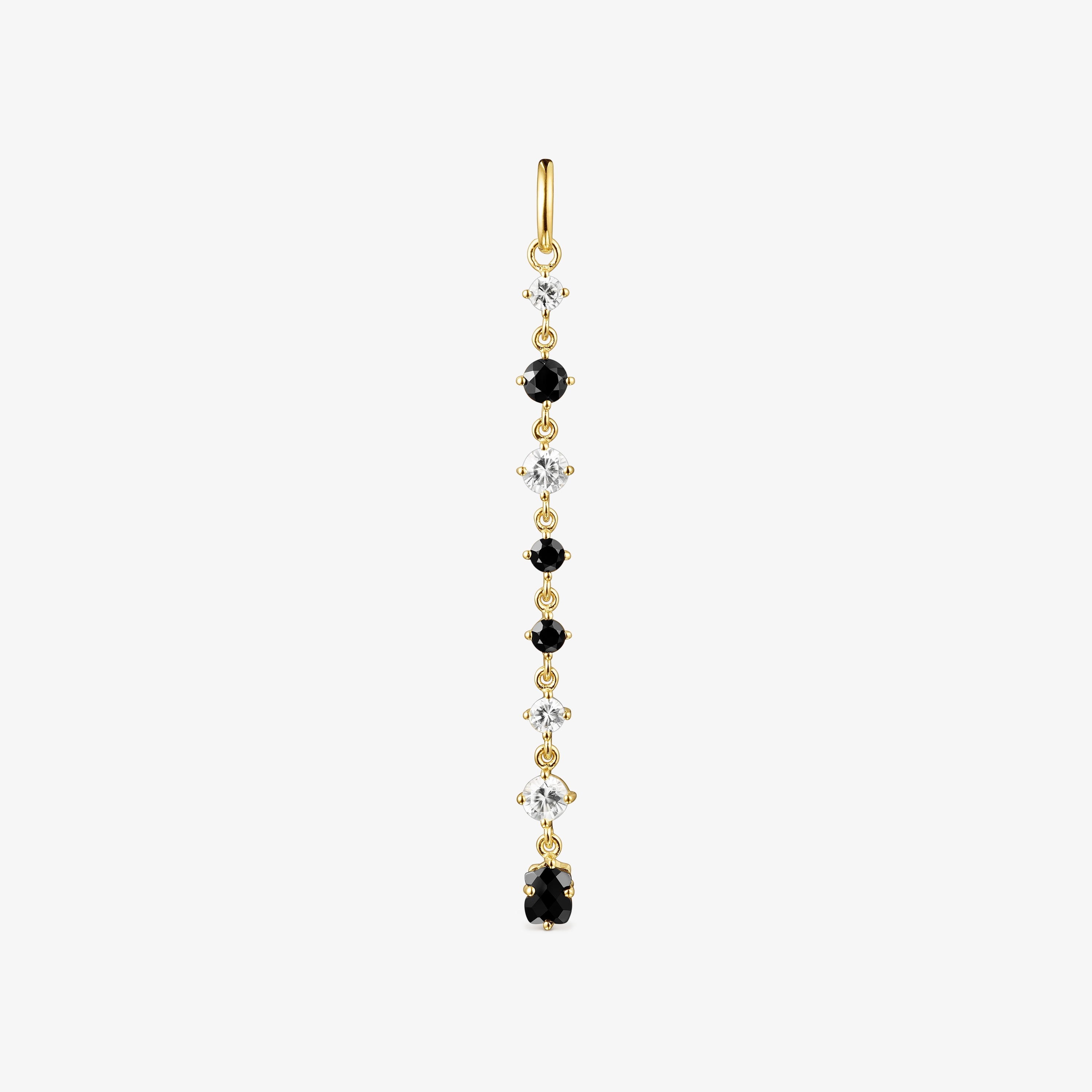 Long 18K gold vermeil Glaring Pendant with Onyx and Zirconia