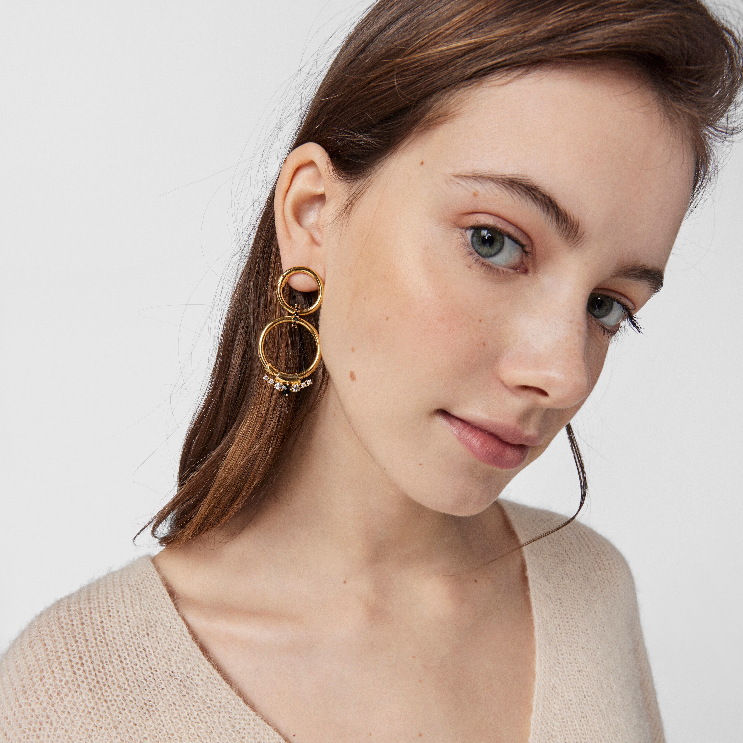 18K gold vermeil Glaring Pendant with Onyx and Zirconia