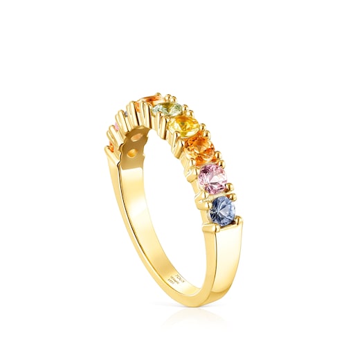 Silver Vermeil Glaring Wedding band with multicolored Sapphires