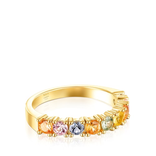 Silver Vermeil Glaring Wedding band with multicolored Sapphires