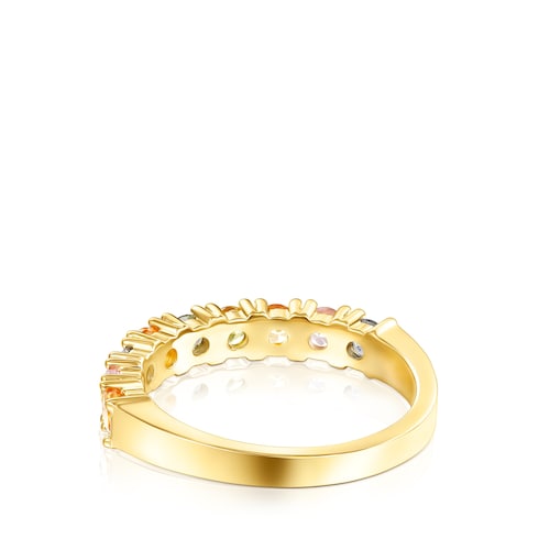 Silver Vermeil Glaring Wedding band with multicolored Sapphires