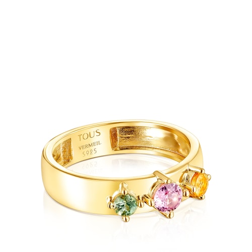 Silver Vermeil Glaring Ring with Sapphires