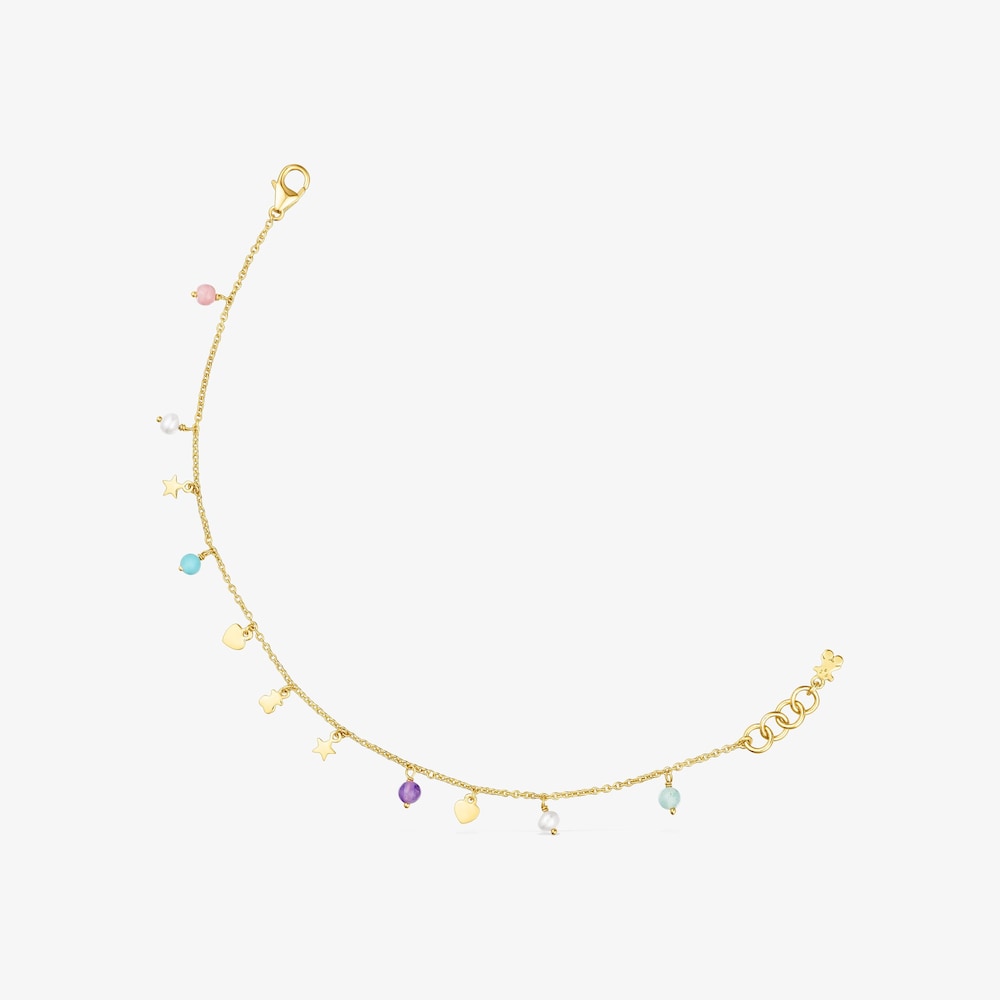 Tous Cool Joy &ndash; N&aacute;ramok zo žlt&eacute;ho striebra Vermeil s drahokamami a polodrahokamami