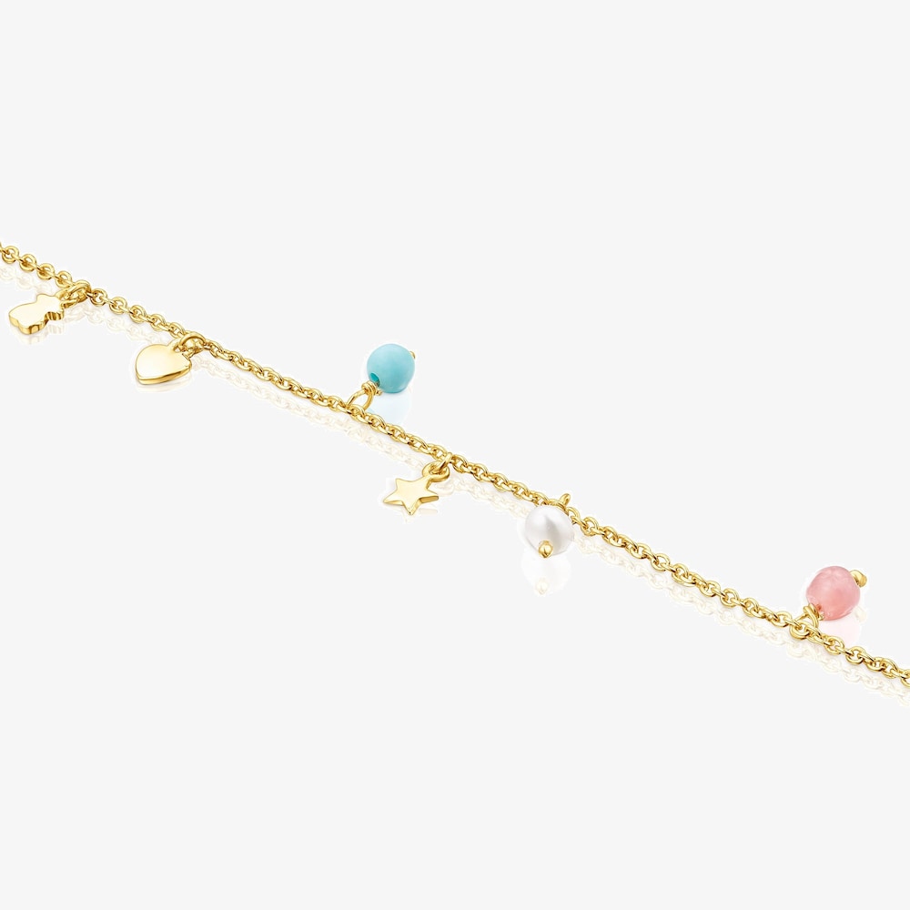 Tous Cool Joy &ndash; N&aacute;ramok zo žlt&eacute;ho striebra Vermeil s drahokamami a polodrahokamami