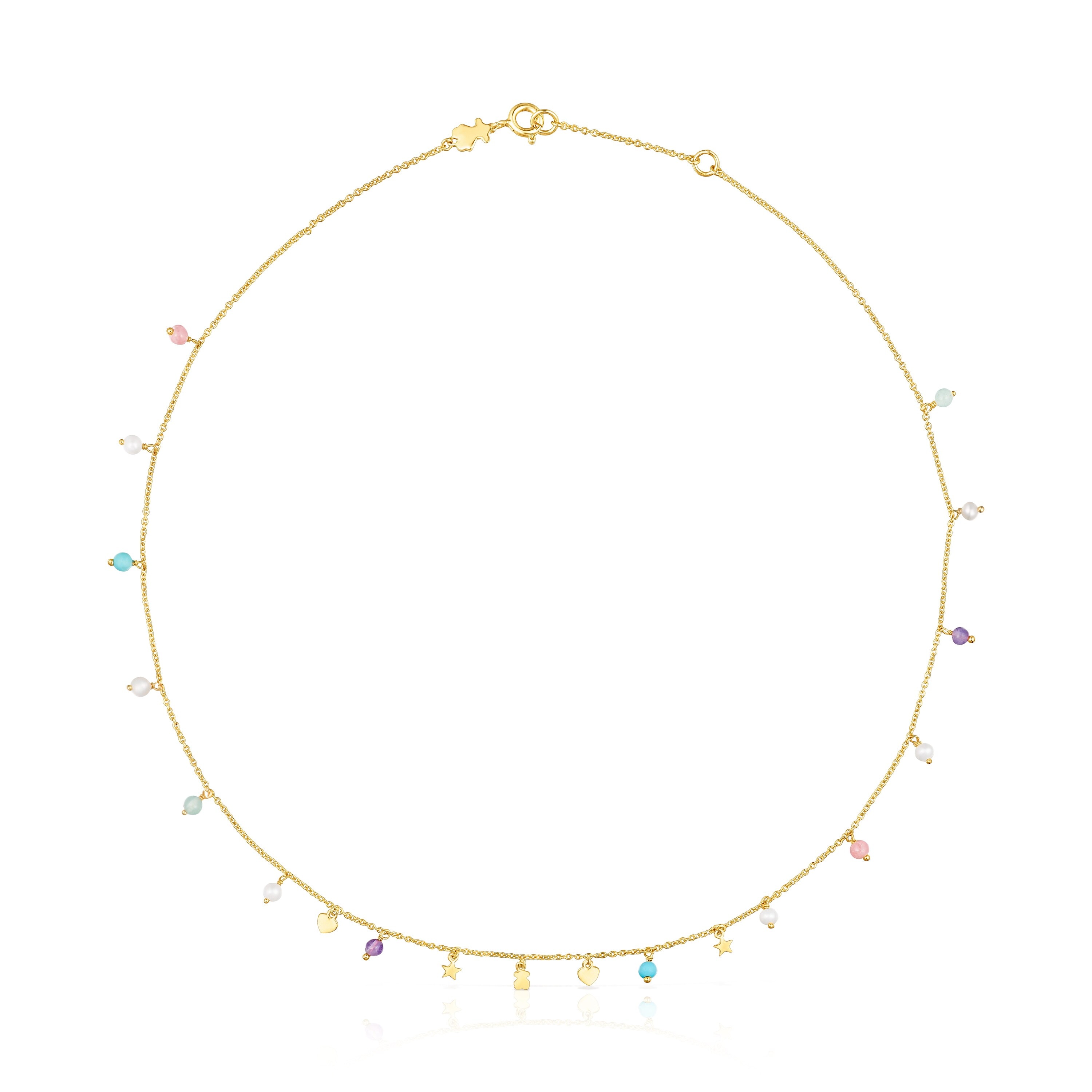Collar con baño de oro 18 kt sobre plata y gemas Cool Joy