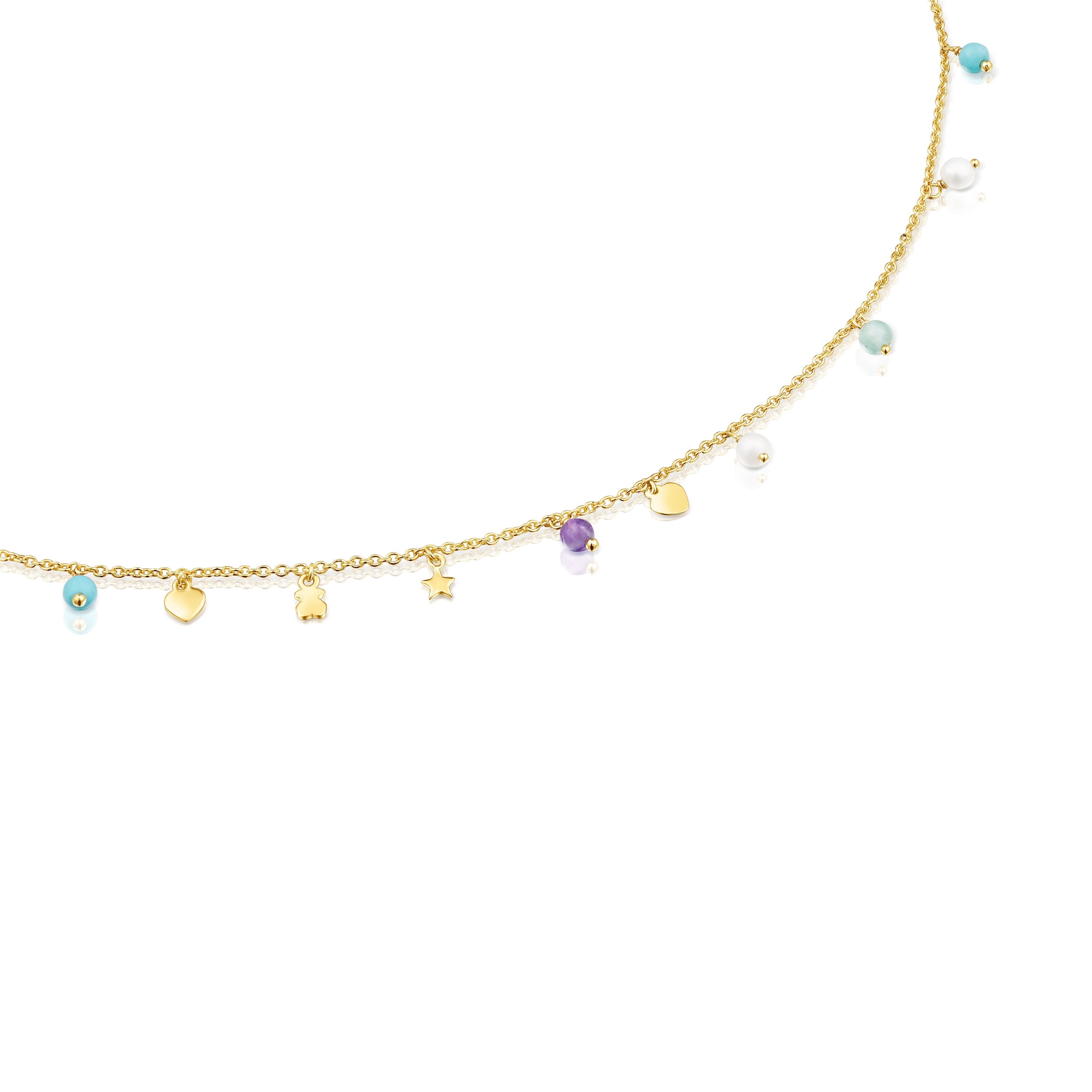 Collar con baño de oro 18 kt sobre plata y gemas Cool Joy