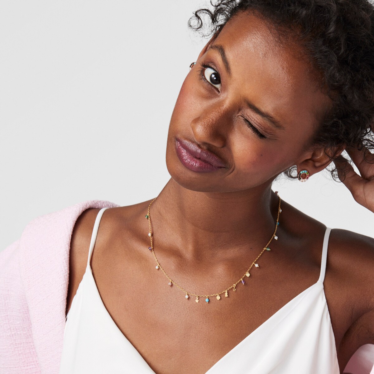 Silver Vermeil Cool Joy Necklace with Gemstones