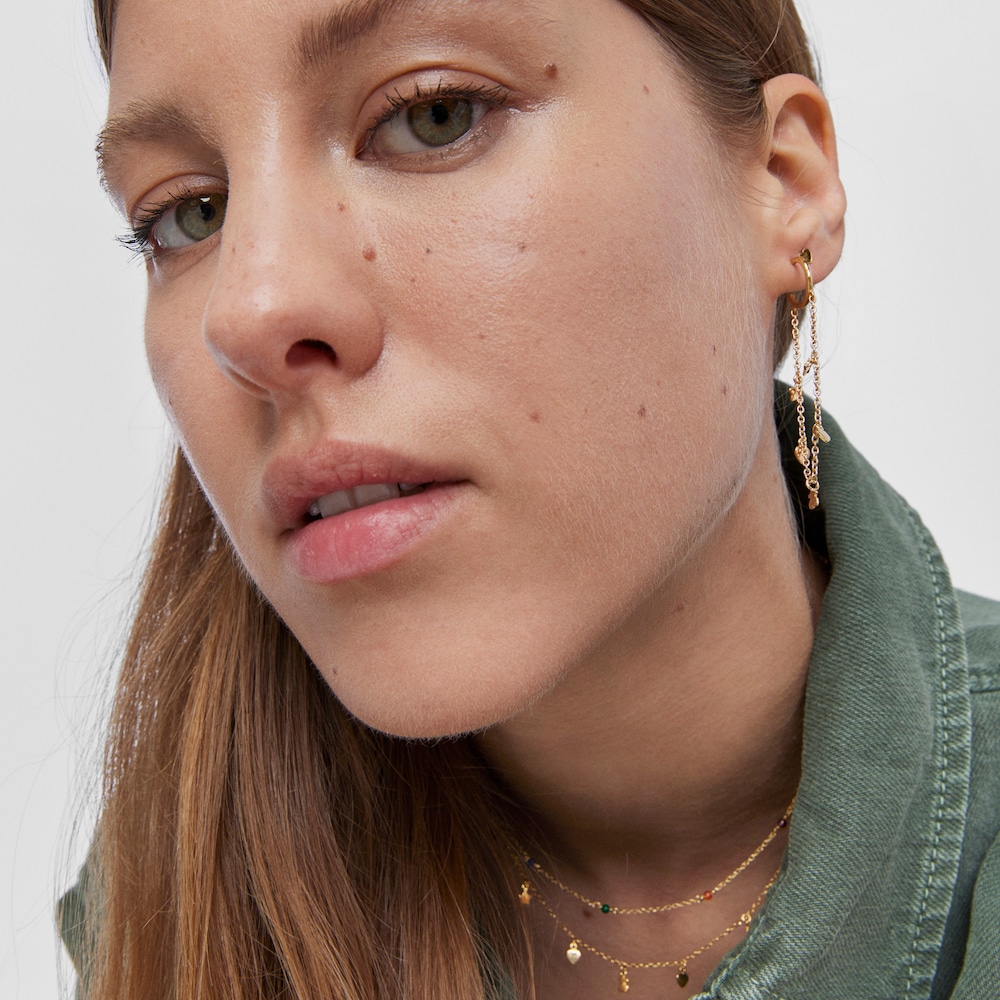 1/2 Arete Cool Joy con ba&ntilde;o de oro 18 kt sobre plata