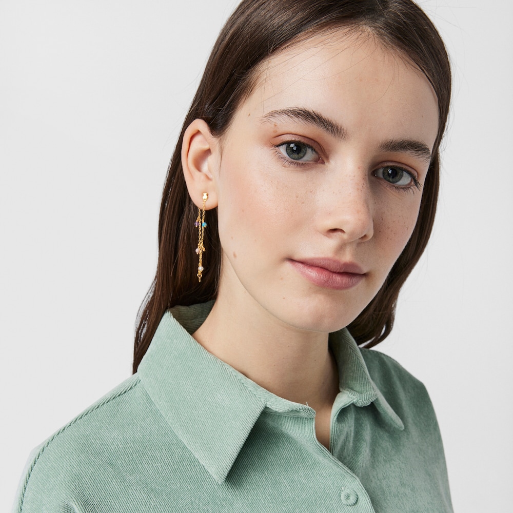 Aro Cool Joy con ba&ntilde;o de oro 18 kt sobre plata y gemas