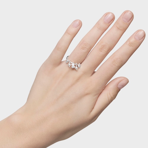 Silver and Pearls TOUS Cool Joy Ring with Bear, Heart and Star motifs