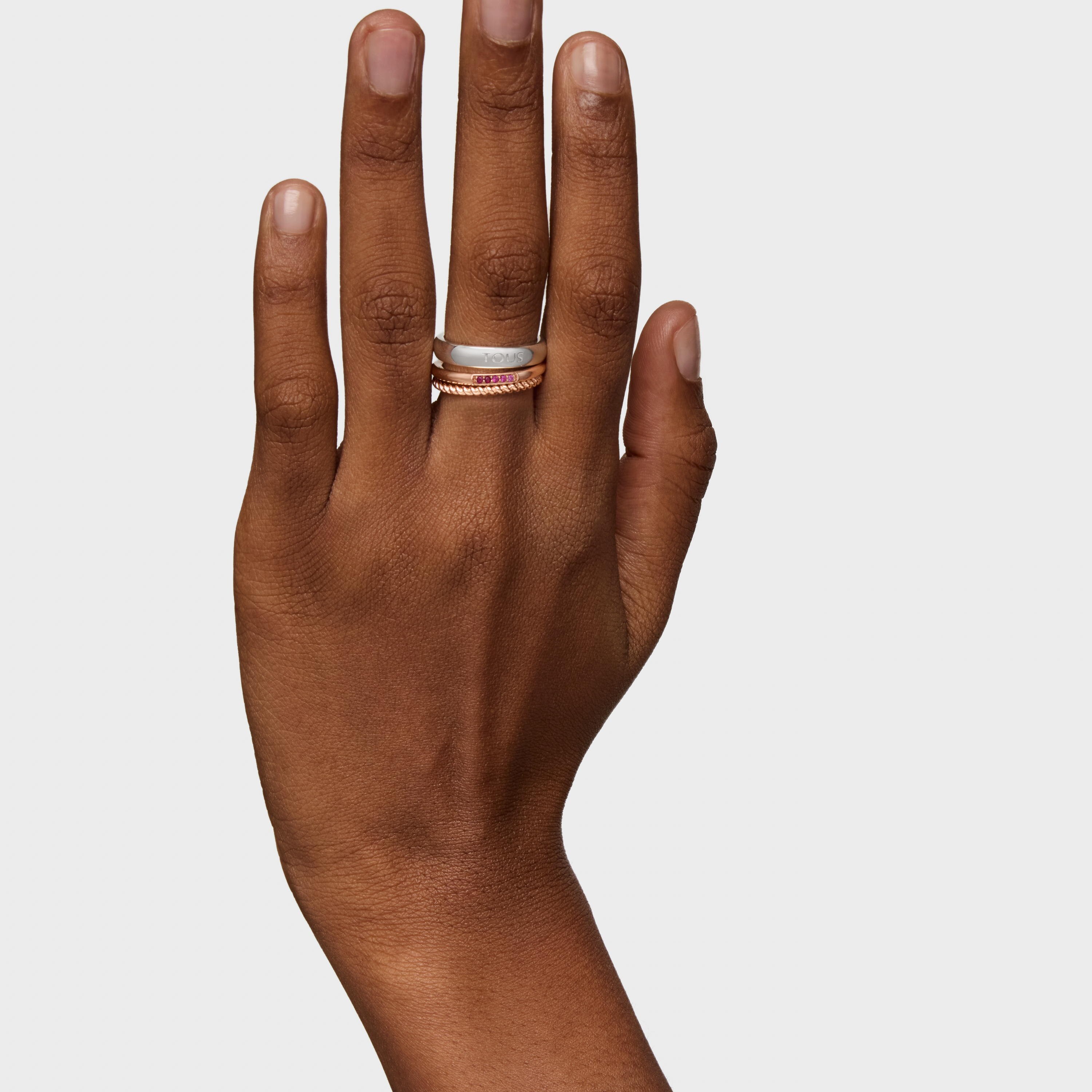 Silver, rose Silver Vermeil, Sapphire and Ruby TOUS Ring Mix Rings set