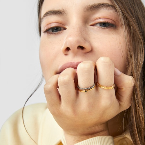 Lot de Bagues Ring Mix en Argent Vermeil, Argent dark silver et Spinelle