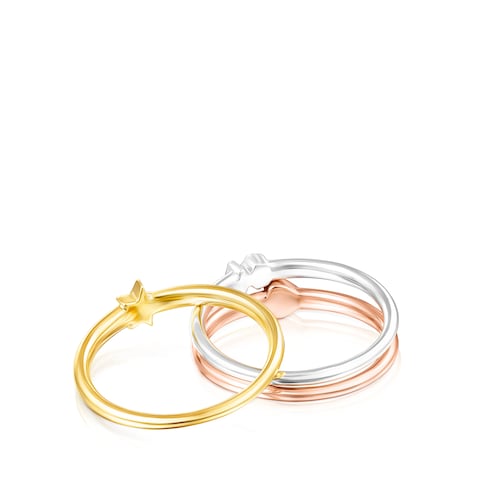Silver, Silver Vermeil and rose Silver Vermeil TOUS Ring Mix motifs Rings set