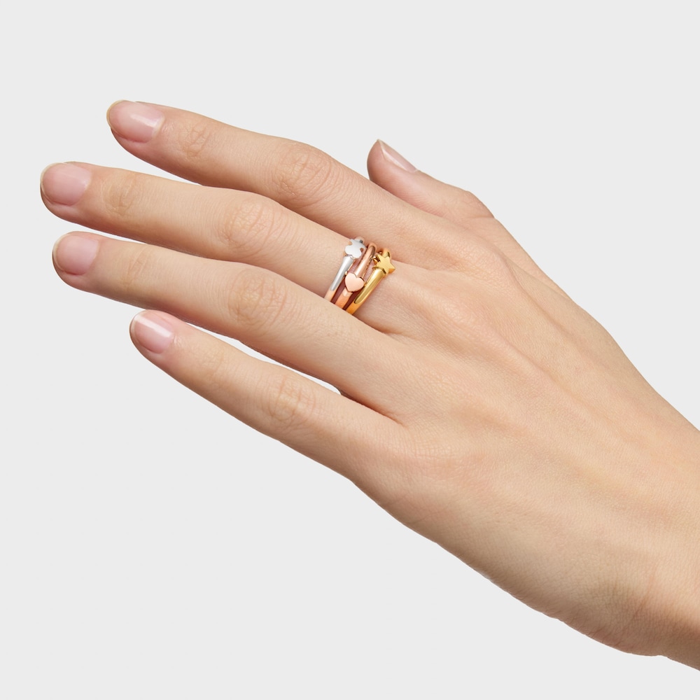 Pack de Anillos motivos de plata, plata con ba&ntilde;o de oro 18 kt sobre plata y plata con ba&ntilde;o de oro 18 kt sobre plata rosa Ring Mix