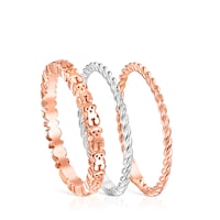Silver, Silver Vermeil and rose Silver Vermeil TOUS Ring Mix Rings set