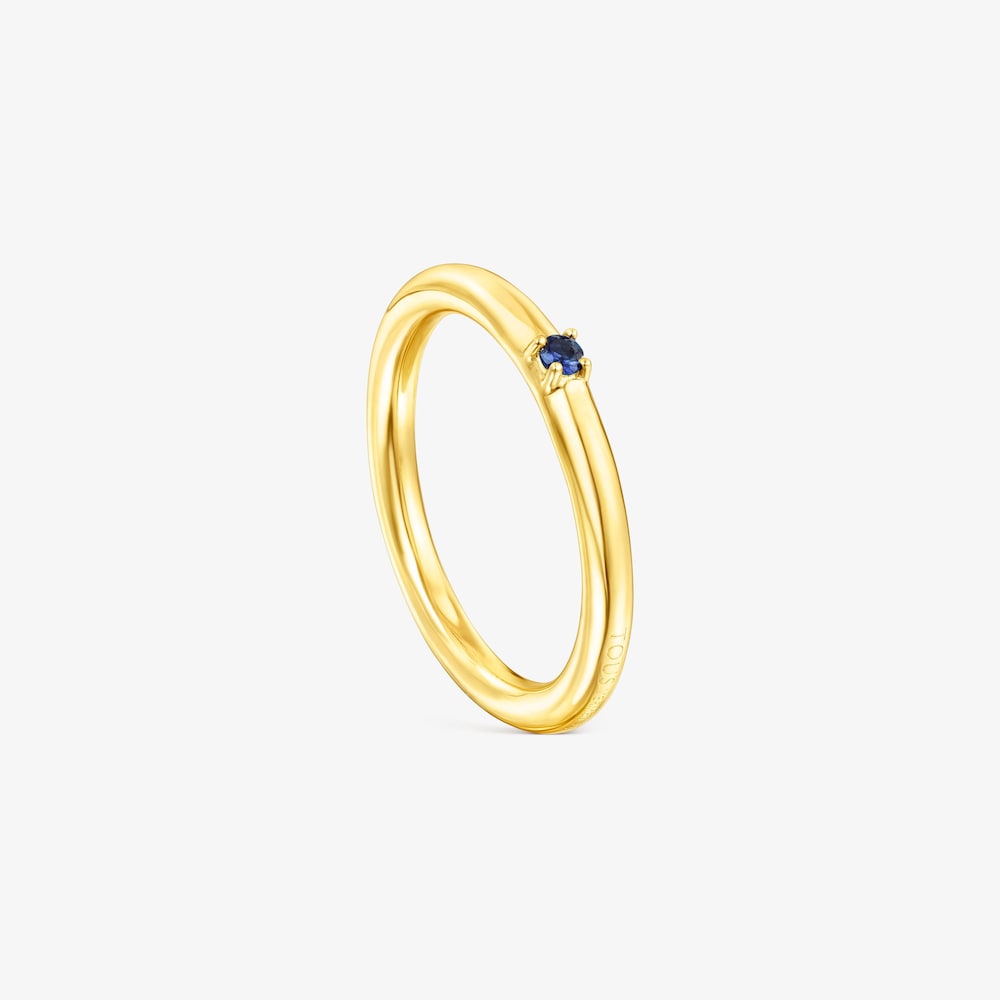 Anello con placcatura in oro 18 kt su argento e zaffiro blu Ring Mix