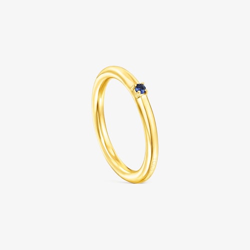 Ring-Set Ring Mix aus Vermeil-Silber mit blauem Saphir