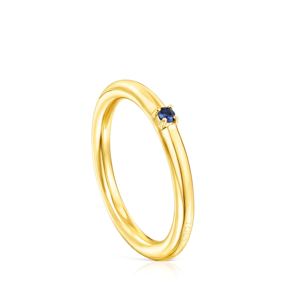 Anillo de plata vermeil y zafiro azul Ring Mix image number 0