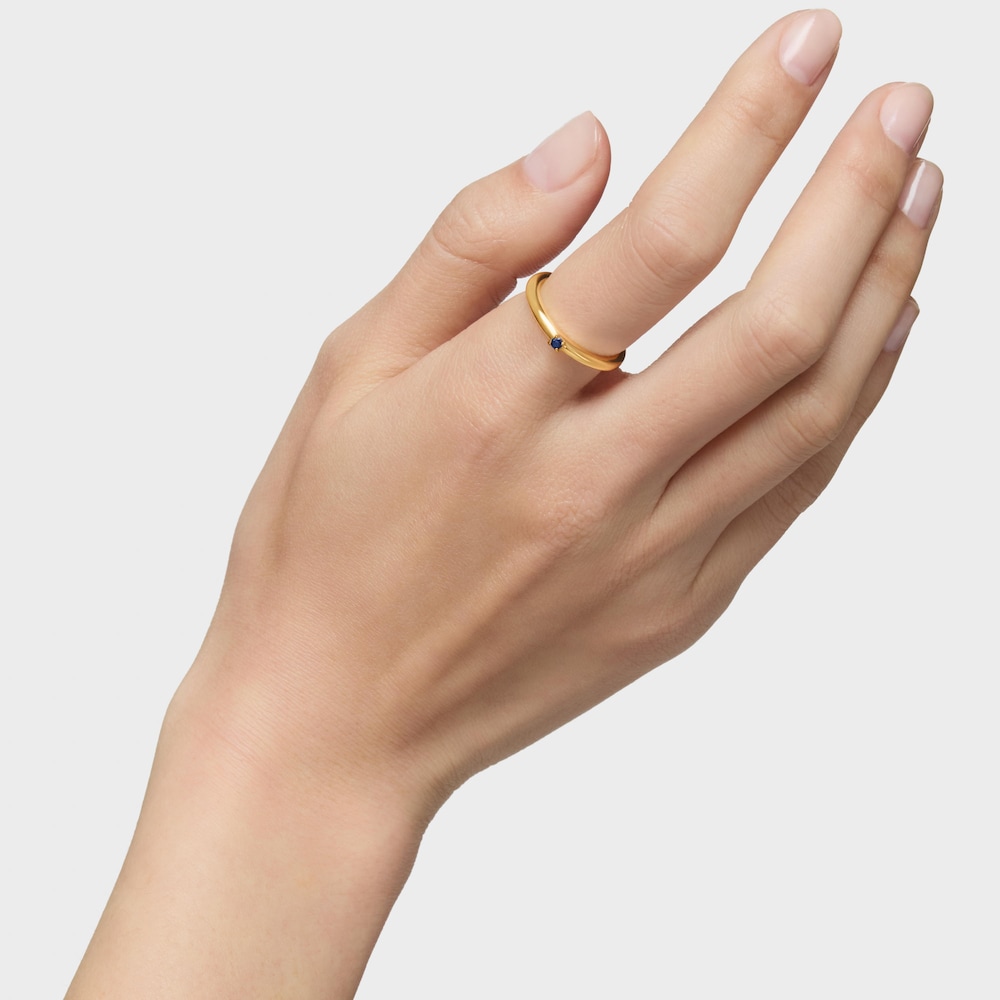 Anello con placcatura in oro 18 kt su argento e zaffiro blu Ring Mix