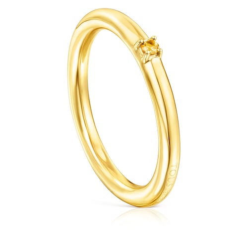 Anel Ring Mix em Prata Vermeil e Safira laranja