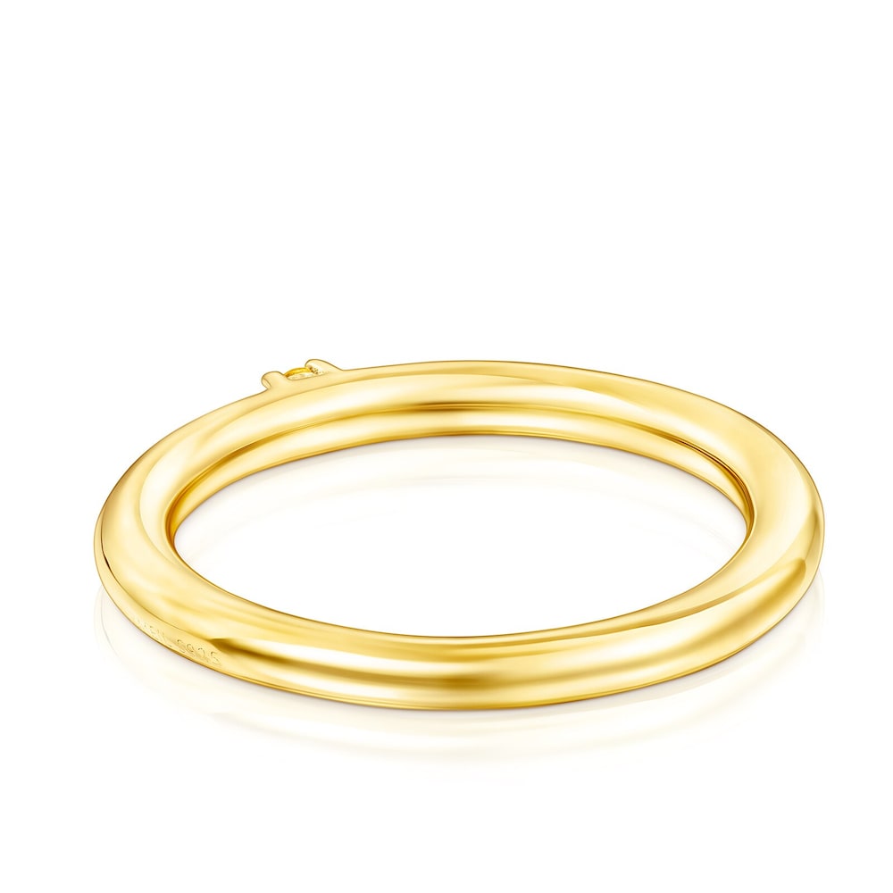 Anel Ring Mix em Prata Vermeil e Safira laranja