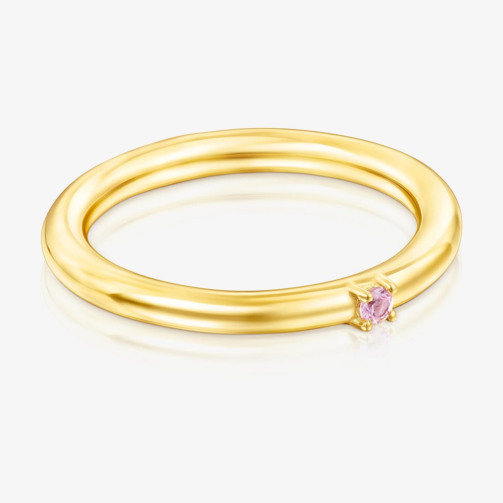Anillo con ba&ntilde;o de oro 18 kt sobre plata y zafiro rosa Ring Mix