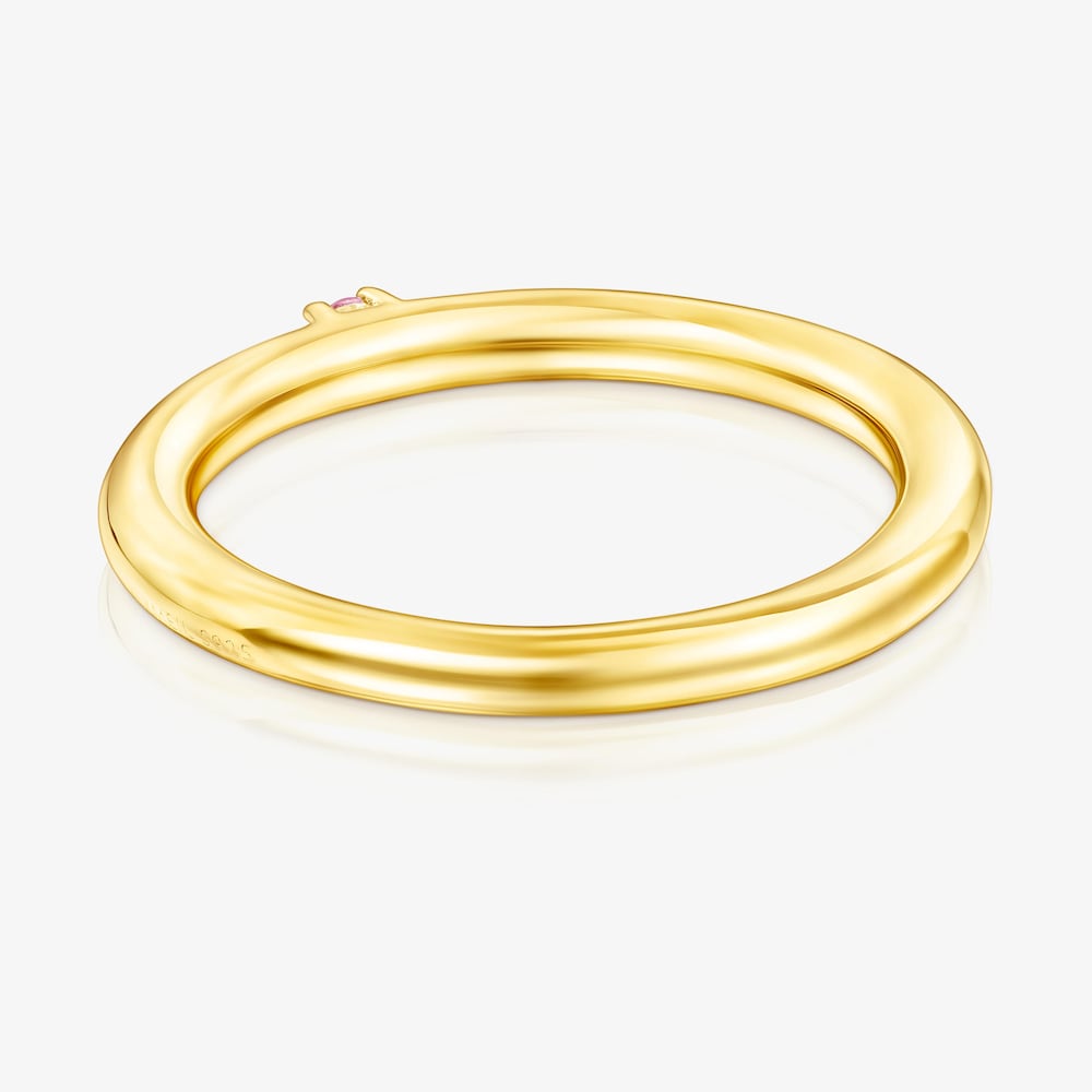 Anillo con ba&ntilde;o de oro 18 kt sobre plata y zafiro rosa Ring Mix