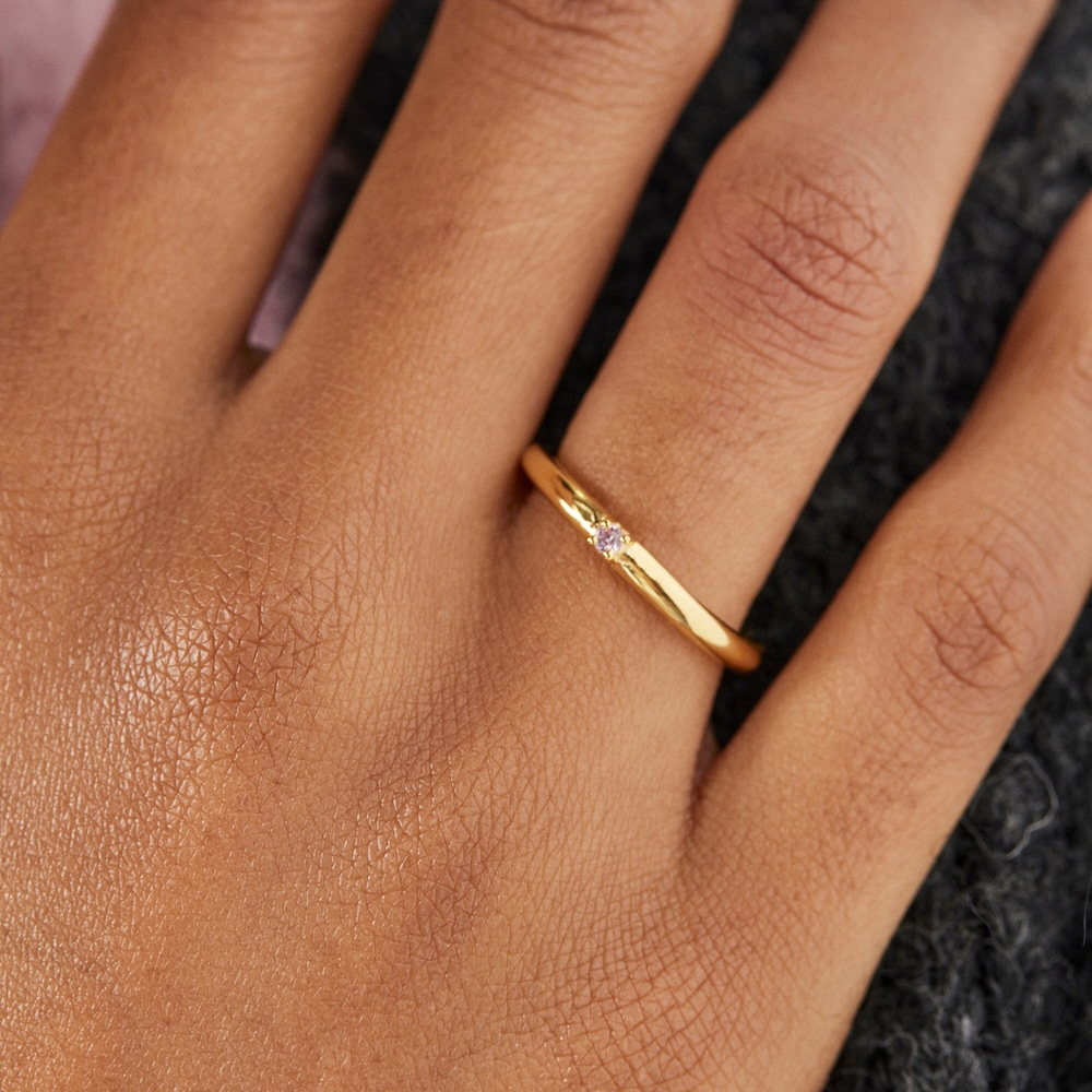 Anillo con ba&ntilde;o de oro 18 kt sobre plata y zafiro rosa Ring Mix