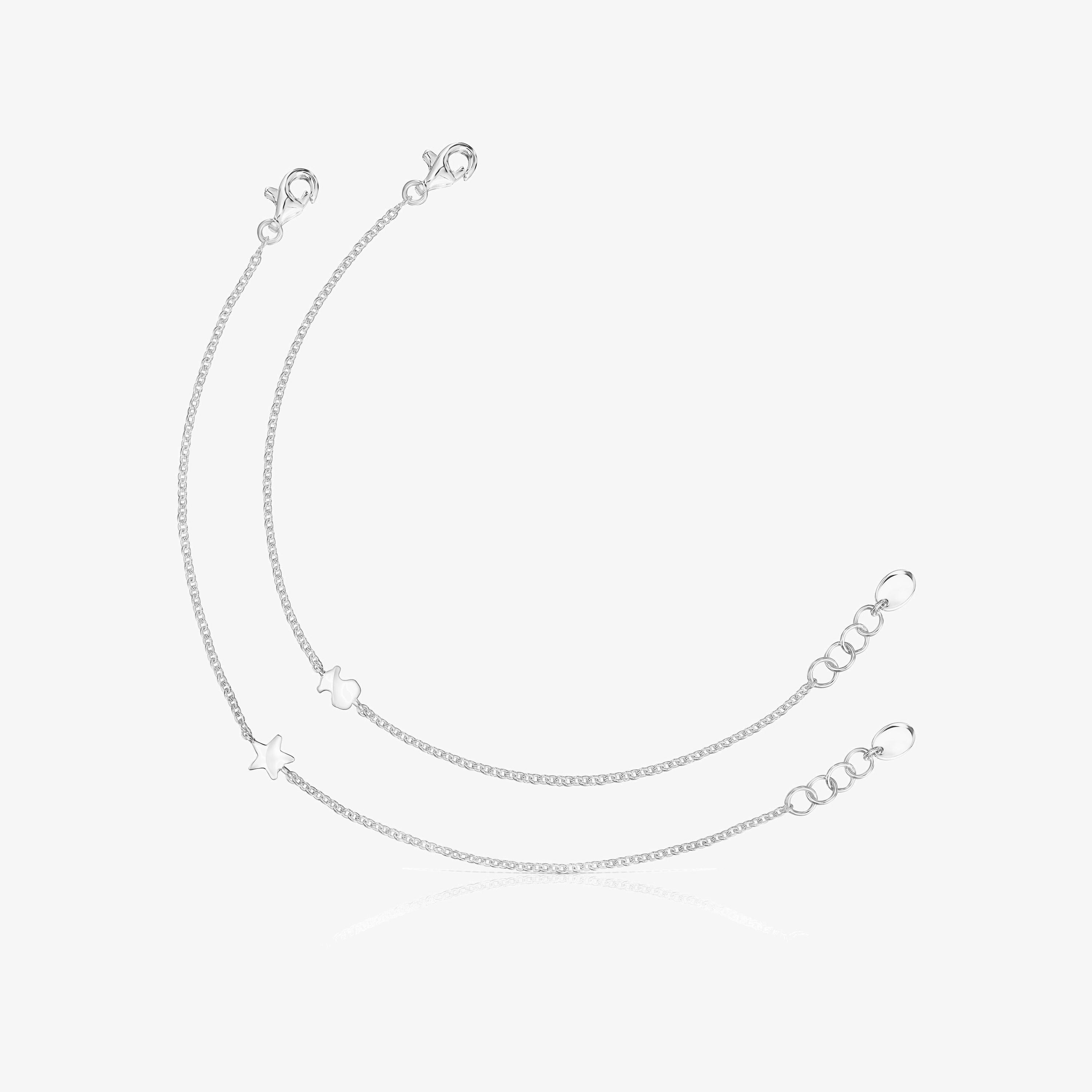 Silver Mini Icons bear-star Bracelets set