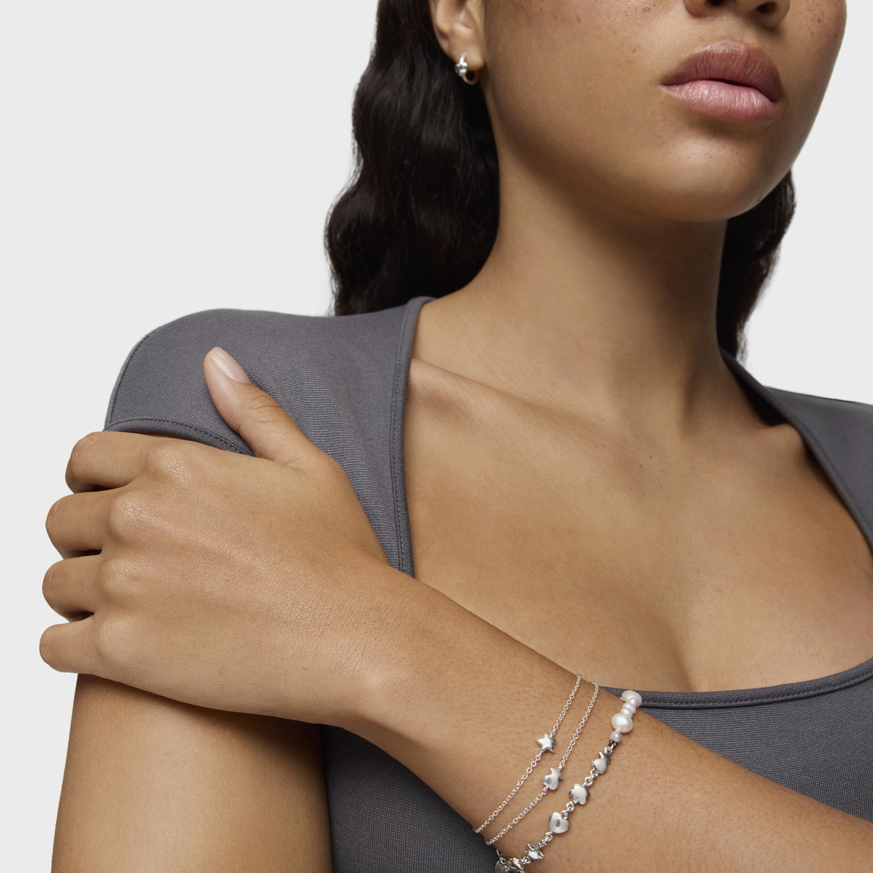 Silver Mini Icons bear-star Bracelets set