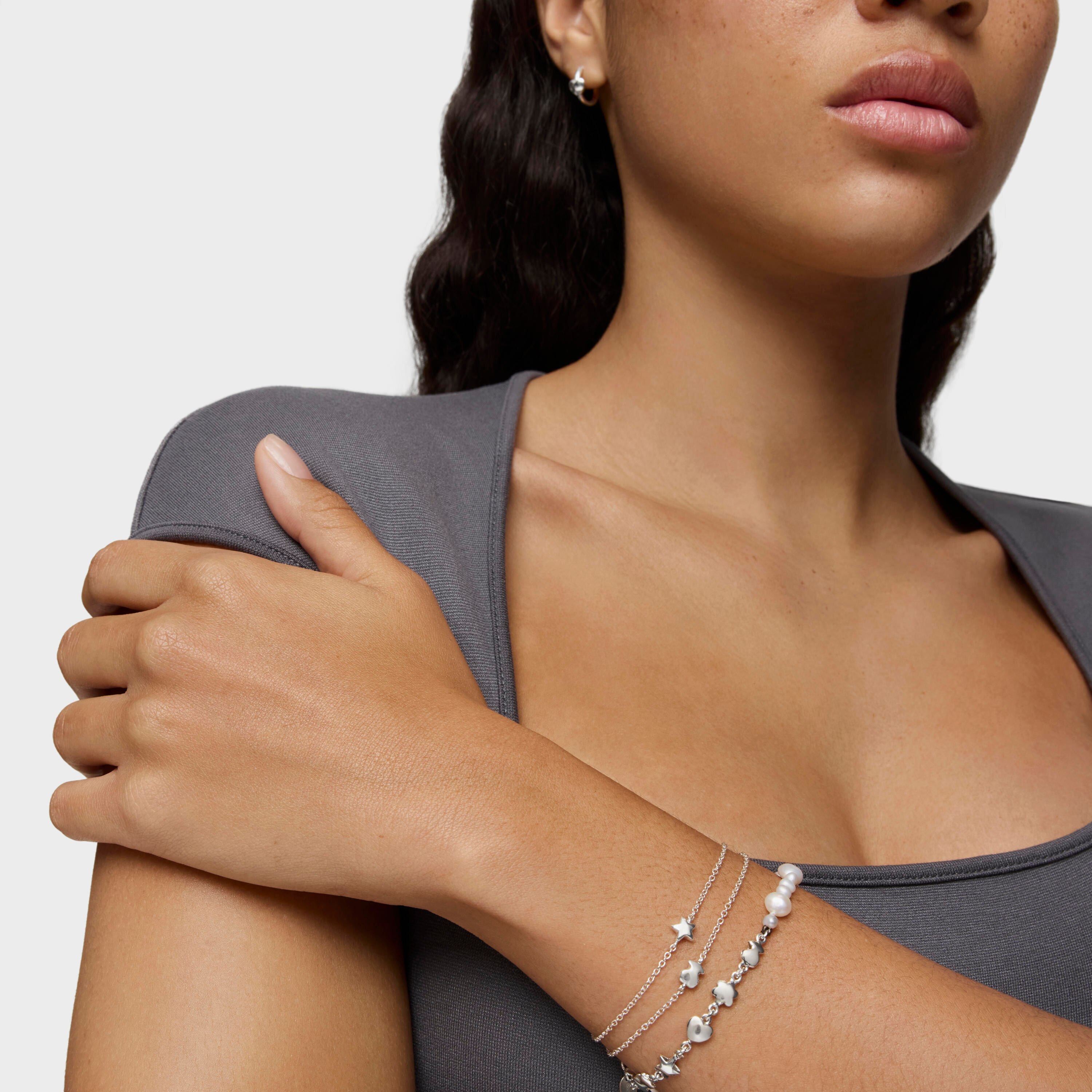 Silver Mini Icons bear-star Bracelets set