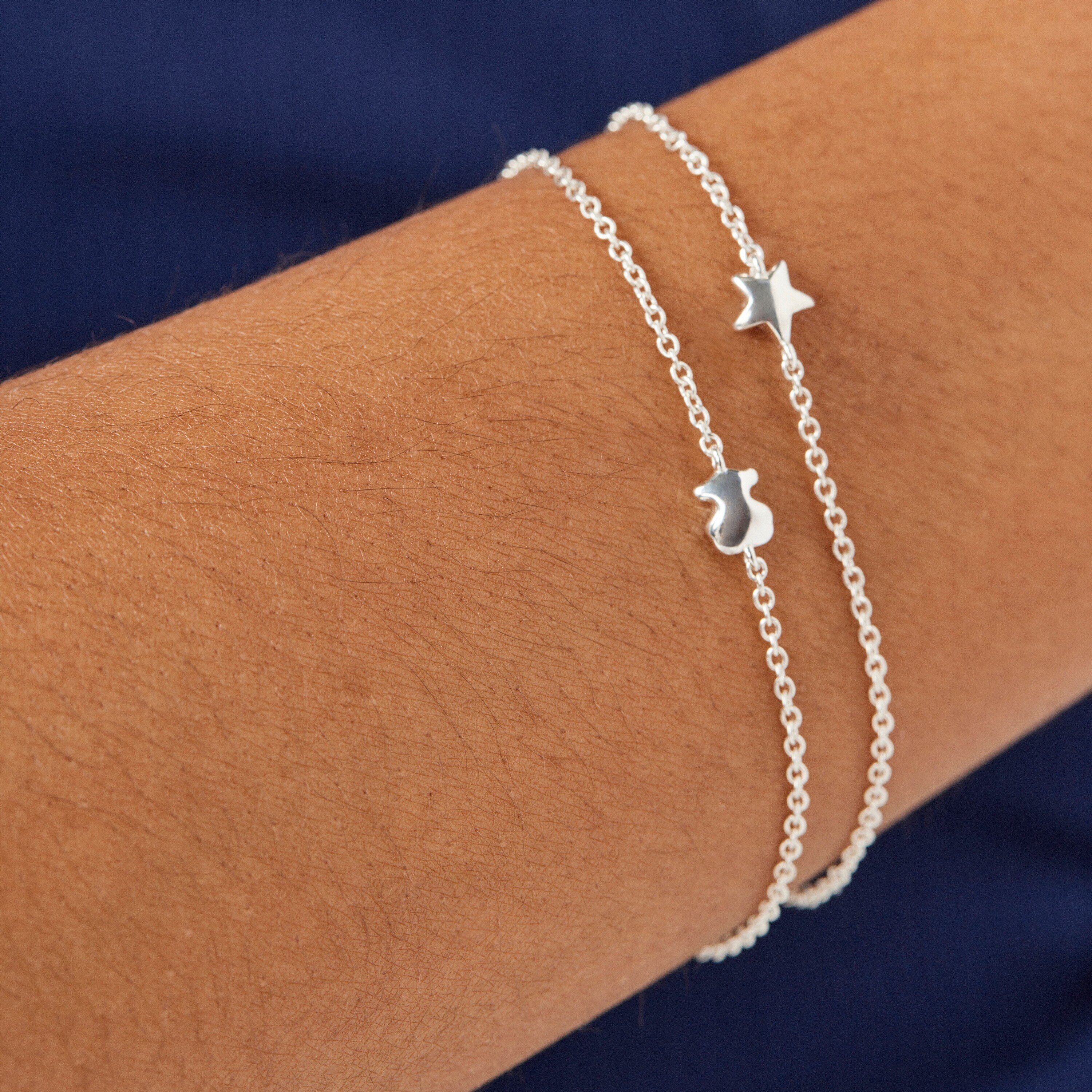 Silver Mini Icons bear-star Bracelets set