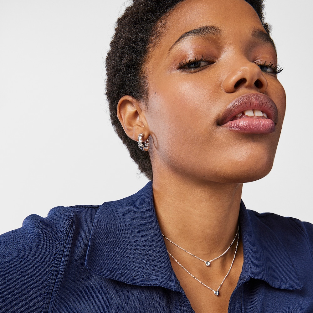 Pack de Colares Mini Icons flor-cora&ccedil;&atilde;o em Prata